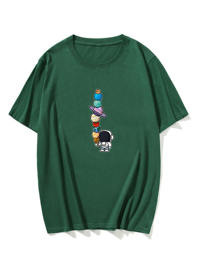 Cartoon Astronaut Print T-Shirt