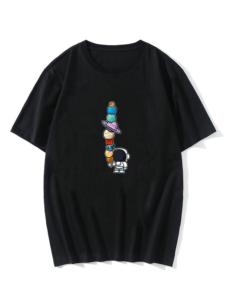 Cartoon Astronaut Print T-Shirt