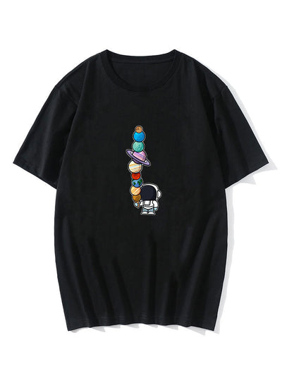 Cartoon Astronaut Print T-Shirt