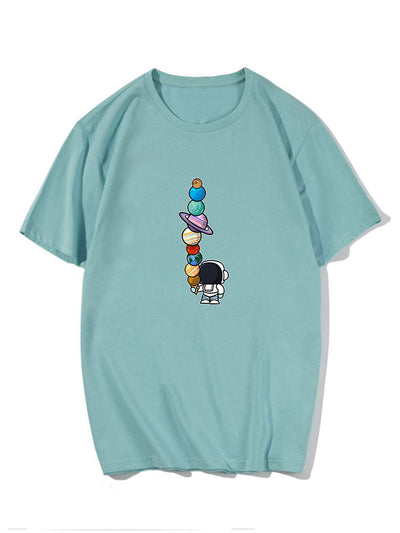Cartoon Astronaut Print T-Shirt