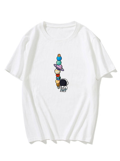 Cartoon Astronaut Print T-Shirt