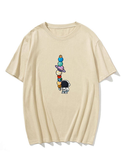 Cartoon Astronaut Print T-Shirt
