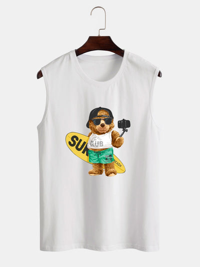 Surf Bear Print Tank Top