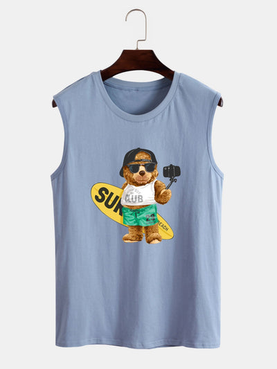 Surf Bear Print Tank Top