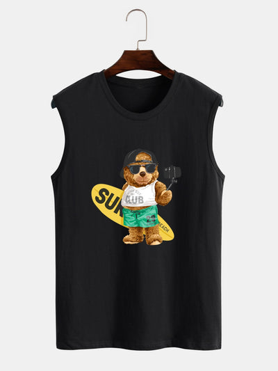 Surf Bear Print Tank Top