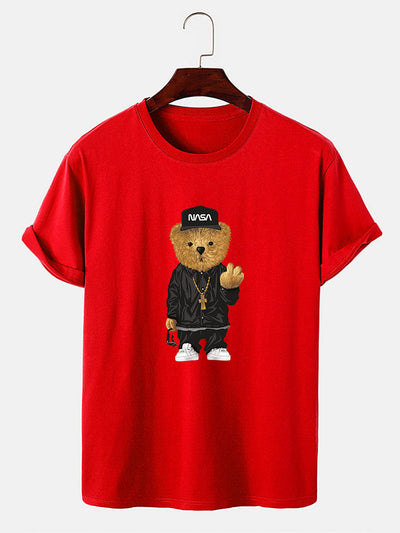 Hip Hop Bear Print T-Shirt