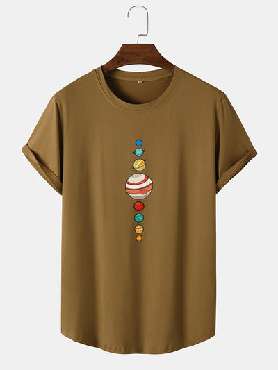 Planet Painting Print Arc Hem T-Shirt