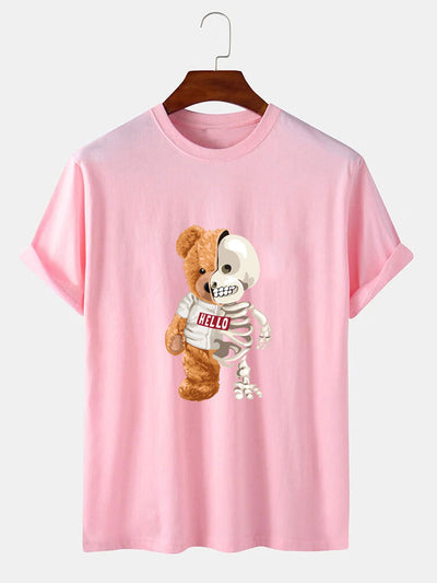 Skeleton Bear Print T-Shirt
