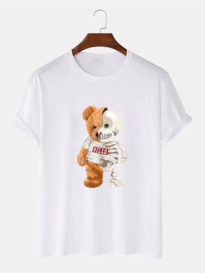 Skeleton Bear Print T-Shirt