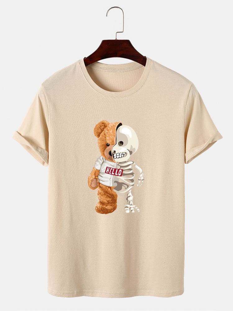 Skeleton Bear Print T-Shirt