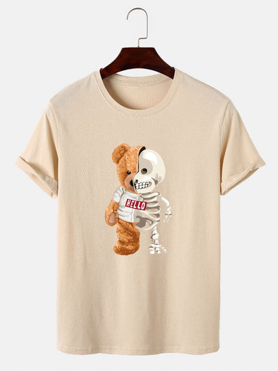 Skeleton Bear Print T-Shirt