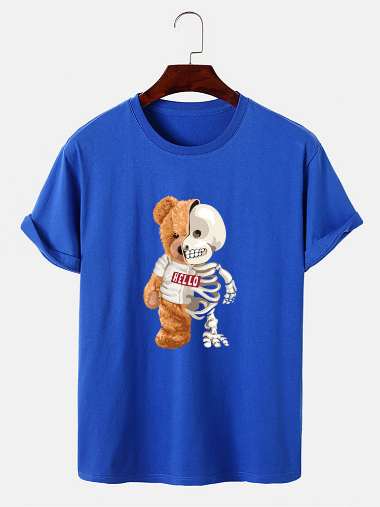 Skeleton Bear Print T-Shirt