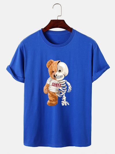 Skeleton Bear Print T-Shirt