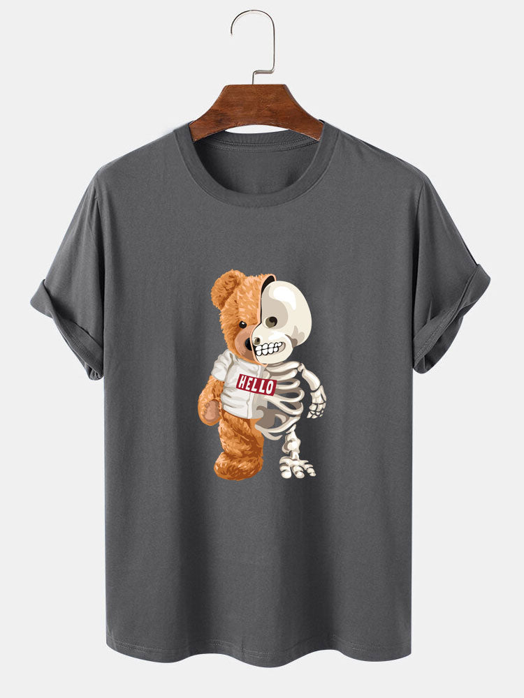 Skeleton Bear Print T-Shirt