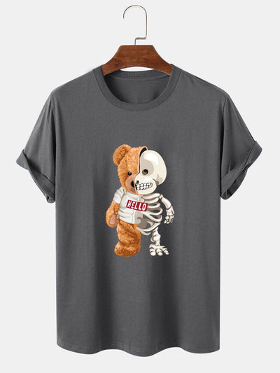 Skeleton Bear Print T-Shirt