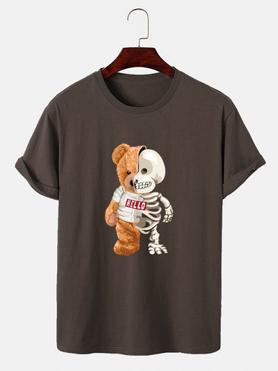 Skeleton Bear Print T-Shirt