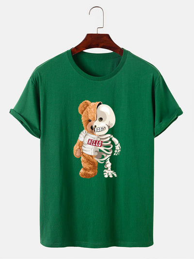 Skeleton Bear Print T-Shirt