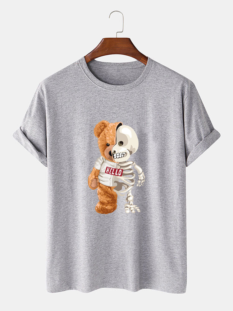 Skeleton Bear Print T-Shirt