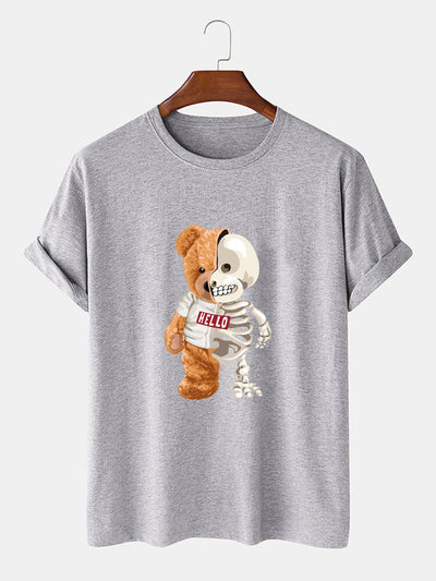 Skeleton Bear Print T-Shirt