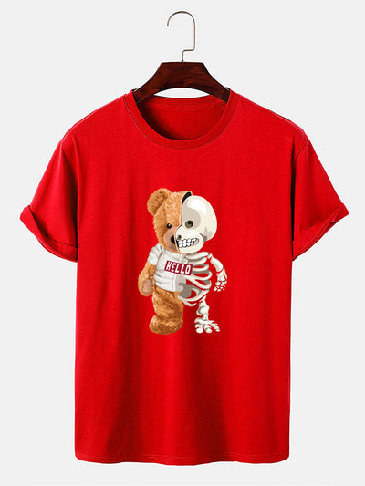 Skeleton Bear Print T-Shirt