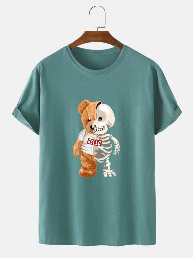 Skeleton Bear Print T-Shirt