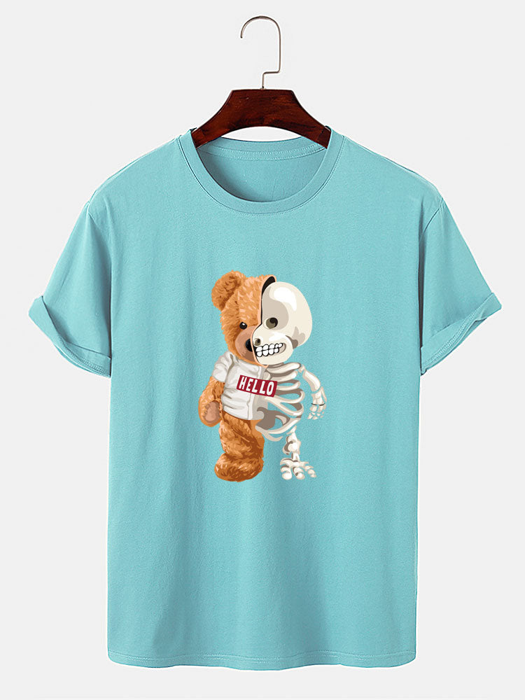 Skeleton Bear Print T-Shirt