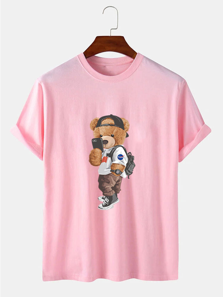 Selfie Bear Print T-Shirt