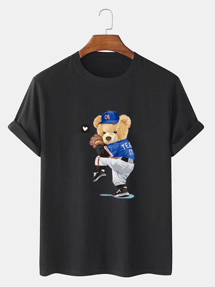 Baseball Bear Bear Print T-Shirt