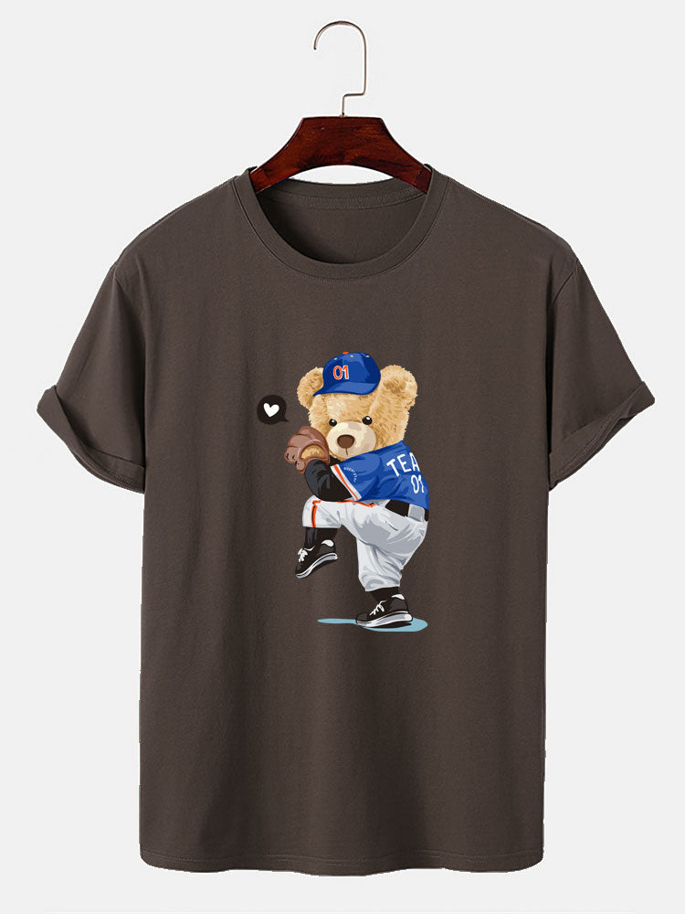 Baseball Bear Bear Print T-Shirt