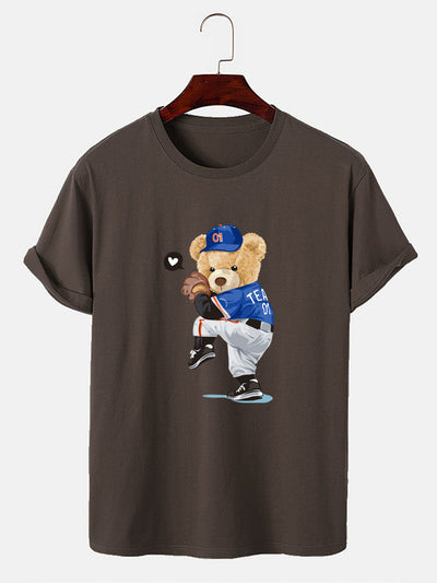 Baseball Bear Bear Print T-Shirt