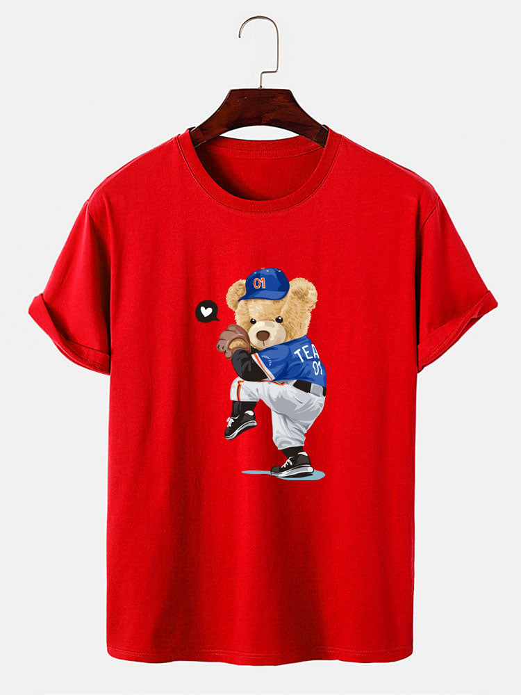 Baseball Bear Bear Print T-Shirt