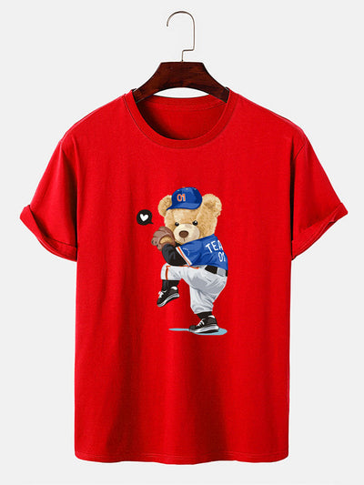 Baseball Bear Bear Print T-Shirt