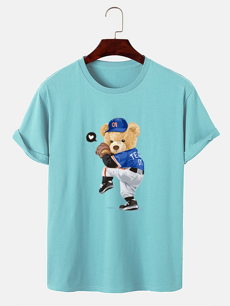 Baseball Bear Bear Print T-Shirt