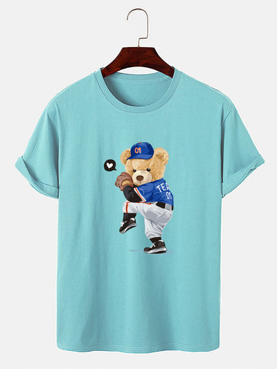 Baseball Bear Bear Print T-Shirt