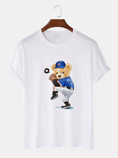 Baseball Bear Bear Print T-Shirt