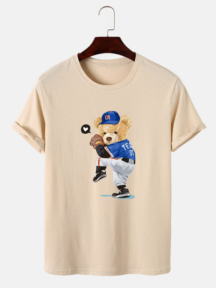 Baseball Bear Bear Print T-Shirt