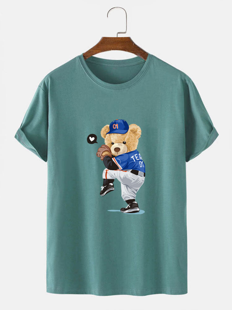 Baseball Bear Bear Print T-Shirt