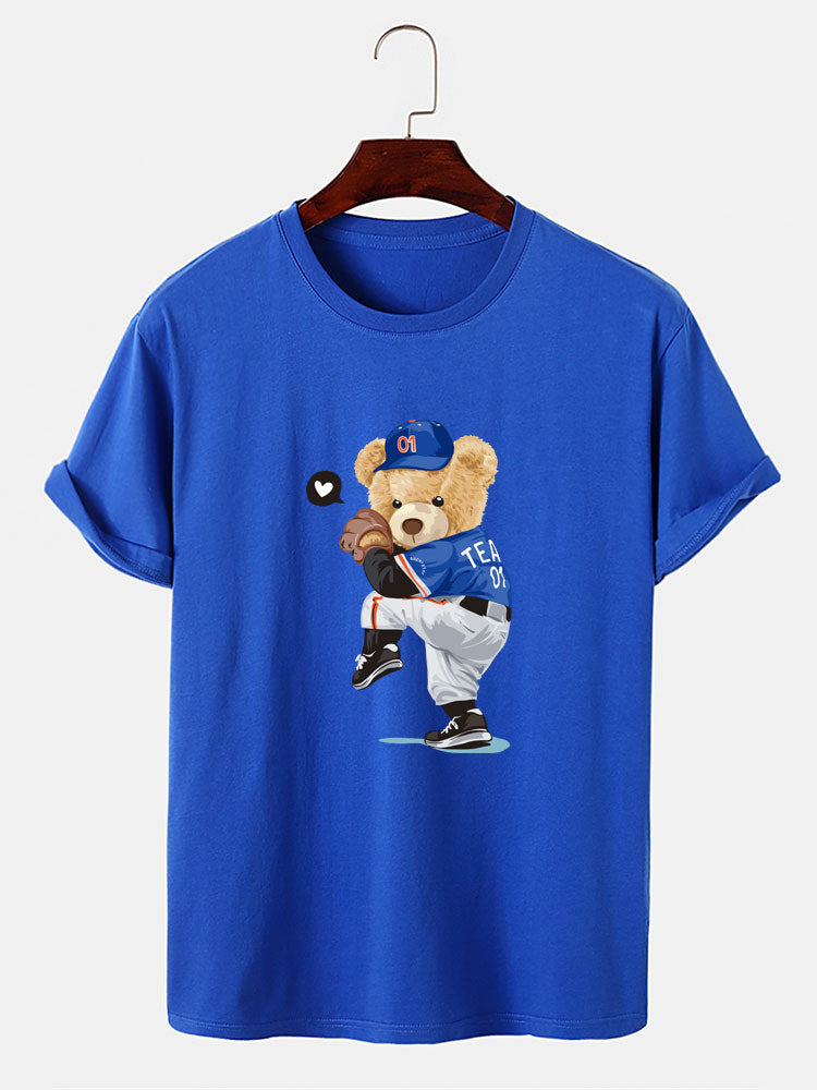 Baseball Bear Bear Print T-Shirt
