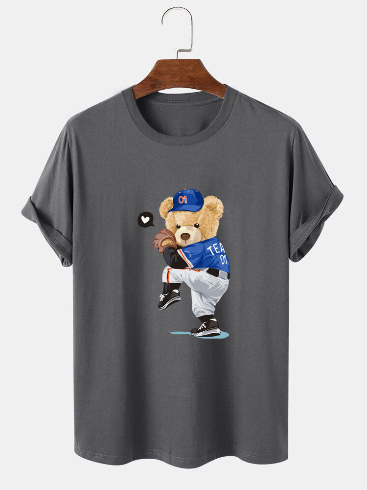 Baseball Bear Bear Print T-Shirt