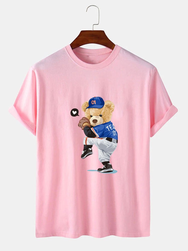 Baseball Bear Bear Print T-Shirt