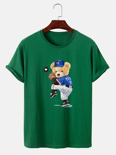 Baseball Bear Bear Print T-Shirt
