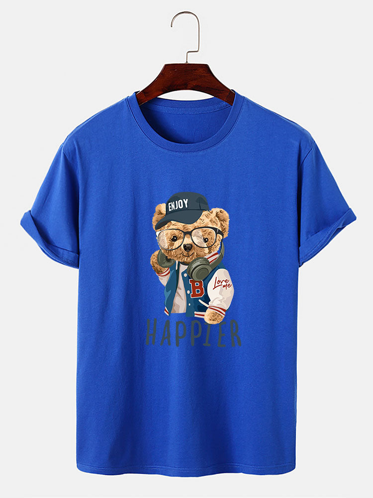 Baseball Jacket Bear Slogan Print T-Shirt