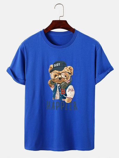 Baseball Jacket Bear Slogan Print T-Shirt