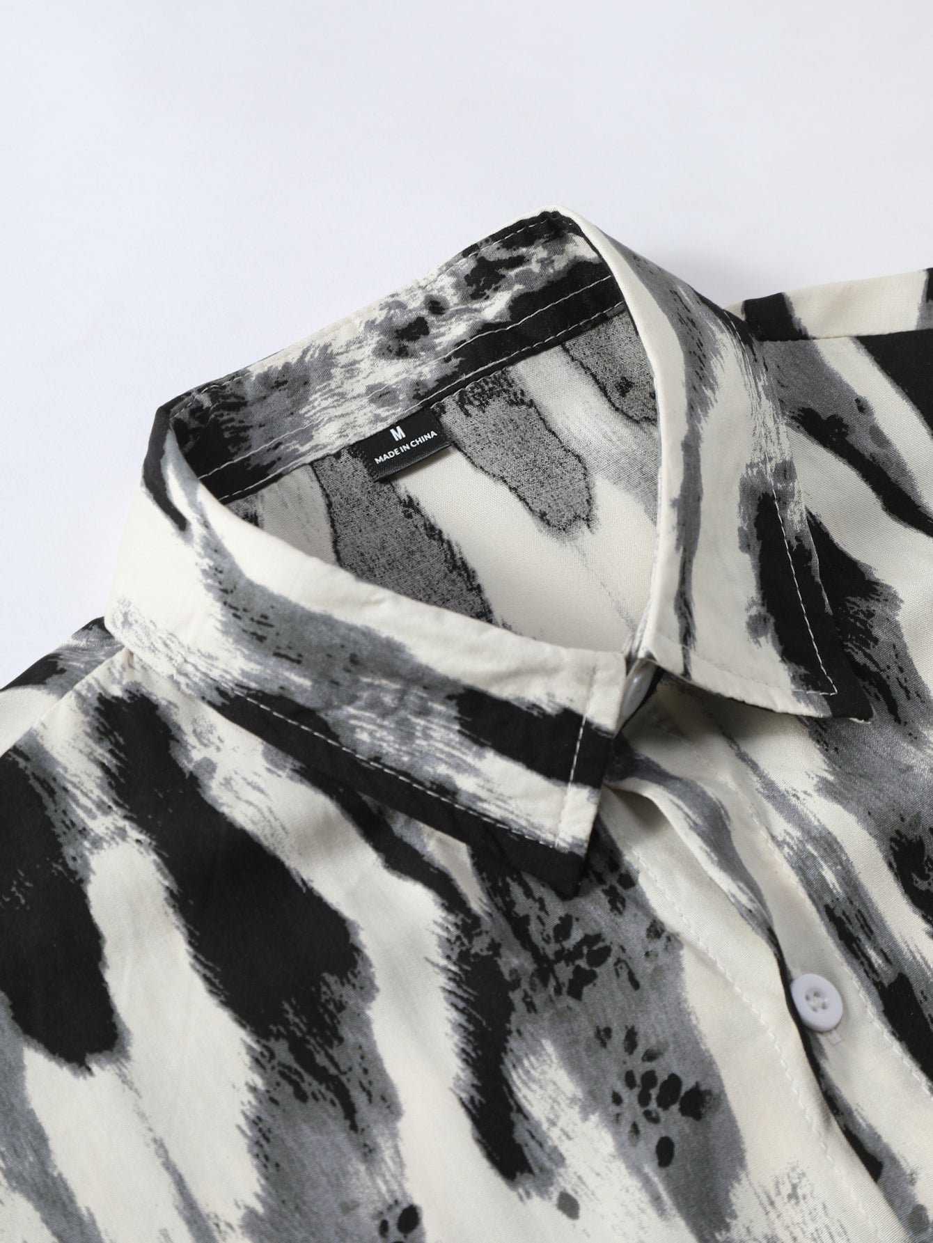Brushstroke Print Button Up Shirt