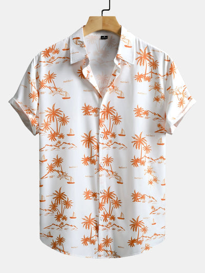 Palm Tree Print Button Up Shirt