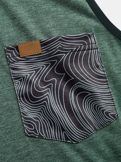 Tank Top With Wave Pattern Pocket