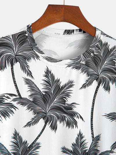 Palm Tree Print Arc Hem T-Shirt