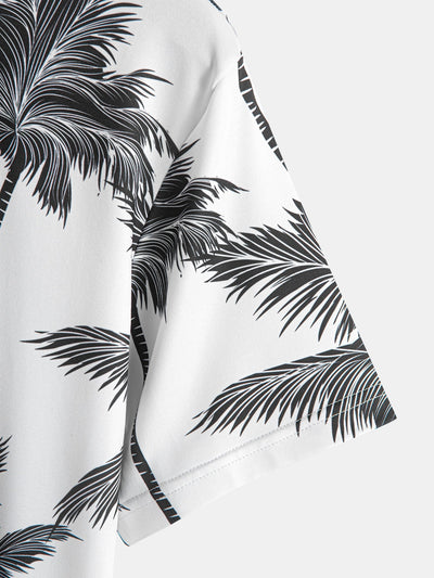 Palm Tree Print Arc Hem T-Shirt