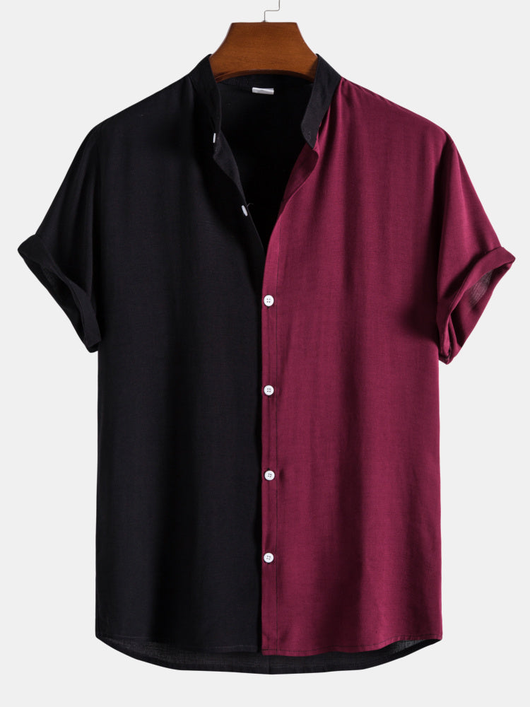 Contrast Color Short Sleeve Shirts #This item will shrink after washing, so we highly recommend choosing one size up#