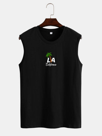 Palm Tree and Letter Print Tank Top